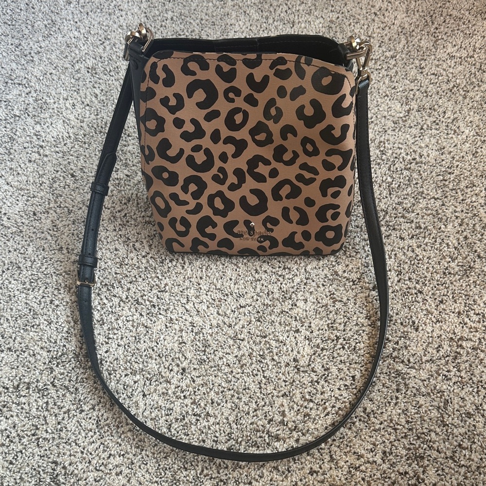 Kate Spade Tan and Black Leopard Crossbody Bag